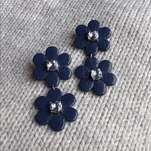 KATE SPADE ♠️ Chic Navy Floral Earrings with Crystal Accents